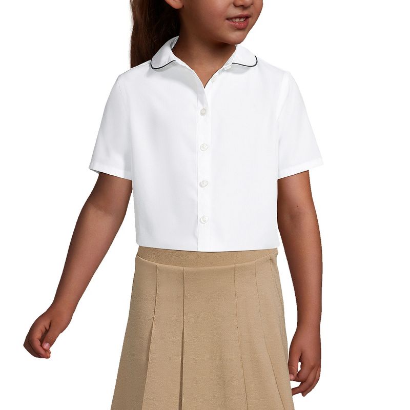 Lands' End School Uniform Kids Piped Peter Pan Collar Broadcloth Shirt, 3 of 4