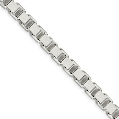 Black Bow Jewelry Men's 7mm, Sterling Silver, Solid Box Chain Necklace