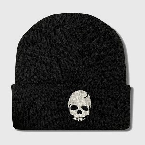Anna-Kaci Women's Knitted Beanie with Skull Embroidery Warm Winter Hat for Gothic, Punk & Casual Styles - 1 of 4