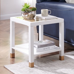 Probe Hues Mid-Century Metal & Glass End Table - Storage Shelf & Sofa-Side Height - 1 of 4
