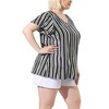 Agnes Orinda Women's Plus Size Cute Short Sleeve V Neck Casual Stripe Blouses - 2 of 4