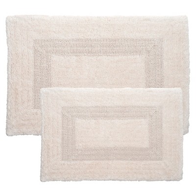 Hastings Home Reversible Cotton Bath Mat Set - Ivory, 2-pc
