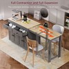 Ridstar 74.5 in. W Mobile Kitchen Storage Cart with Extendable Dining Table, Spice Rack, 2 Drawers & 4-Door Cabinet-Gray - 4 of 4