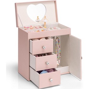Musical Jewelry Box Girls, with Ballerina for Birthday Bedroom Decor, 4 Layer Girl Jewelry Gifts - 1 of 4