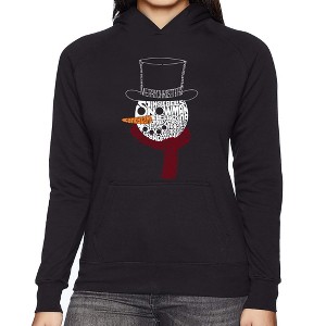 LA Pop Art Snowman Face - Women's Word Art Hooded Sweatshirt - 1 of 4