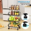 Simple Trending 4 Tier Rolling Cart, Stackable Fruit Vegetable Basket with Wheels and 2 Hanging Basket,Black - 3 of 4