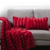 Cheer Collection Luxurious Faux Fur Throw Pillows Set of 2 - Maroon (12" x 20") - 2 of 4