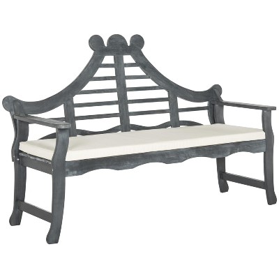 Azusa Ash Gray and Beige Transitional Outdoor Bench