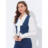 Allegra K Women's Denim Button Up Sleeveless Crop Jean Vest Waistcoat - 3 of 4