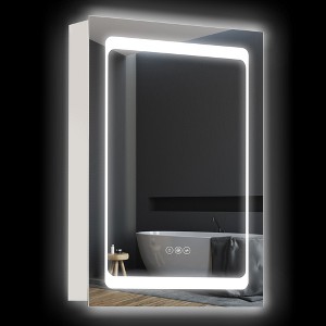 kleankin LED Lighted Medicine Cabinet with Mirror, Wall-Mounted Plug-In Bathroom Organizer with 3 Storage Shelves - 1 of 4