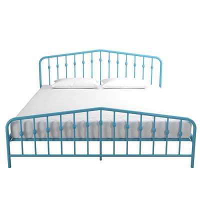 Sea Blue King Metal Frame Upholstered Bed with Drawer