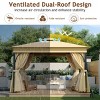 Patio Gazebo with Vented Double Roof and Netting,Outdoor Canopy with Curtains,Patio Canopy for Shade and Rainfor Garden or Deck-Coolbibila - 3 of 4