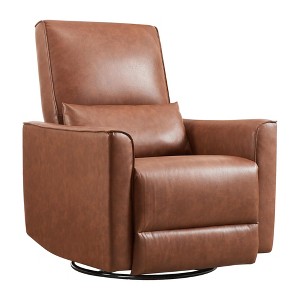 GustoWave Swivel Rocking Nursery Recliner Chair, Rocker Manual Recliner Glider Deep Seat PU Leather Sofa Chair with High Backrest - 1 of 4