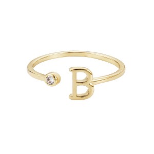 Adornia 14k Gold Plated Adjustable CZ Initial Ring - 1 of 3