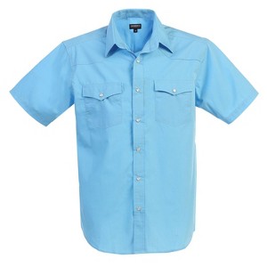 Gioberti Men's Casual Western Solid Short Sleeve Shirt With Pearl Snaps - 1 of 4