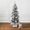 LuxenHome 5Ft Pre-Lit Snow Flocked Full Pine Potted Artificial Christmas Tree Green - 4 of 4