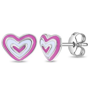 Girls' Lovestruck Heart Standard Sterling Silver Earrings - In Season Jewelry - 1 of 4