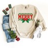 Simply Sage Market Women's Graphic Sweatshirt Merry Checkered Mistletoe - 3 of 4