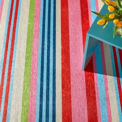Multicolor Synthetic Stripe 5x8 Washable Rug