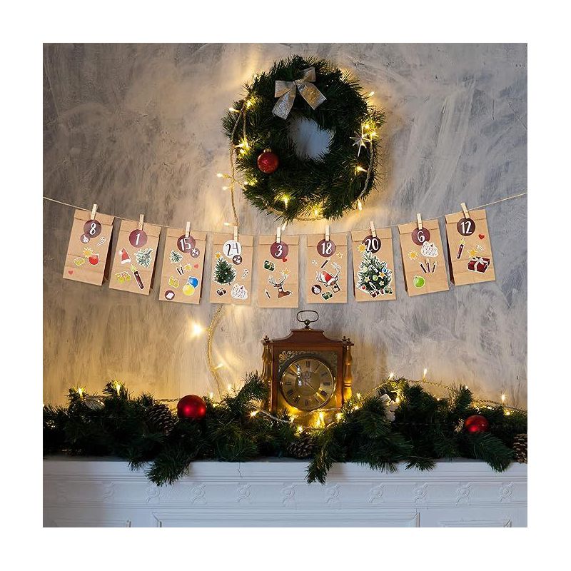 LIVAIA DIY Advent Calendar Kit: Beautiful Craft Advent Calendar 2022 with 24 Paper Bags and Sticker Paper with Designs, 2 of 4