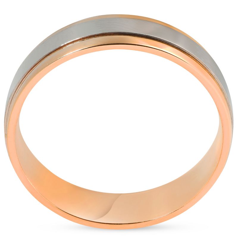 Pompeii3 Platinum & Rose Gold Two Tone 6MM Comfort Fit Polished Ring Mens Wedding Band, 2 of 4