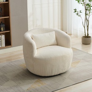 CAVINAS Corduroy Swivel Accent Chair with Pillow,Modern Upholstered Circular Swivel Living Room Chairs,Reading Chairs for Living Room - 1 of 4