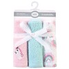 Luvable Friends Baby Girl Super Soft Cotton Washcloths, Unicorn And Rainbow, One Size - 2 of 2