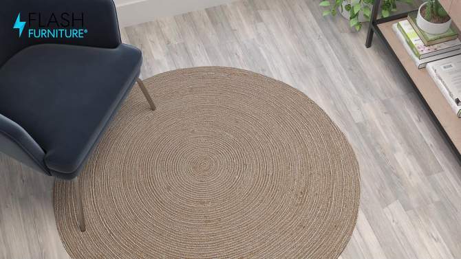 4' Round Braided Solid Jute Area Rug Brown - Flash Furniture, 2 of 8, play video
