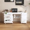 Racxily 57.5" Foldable Sewing Table, Multi-Storage Craft Station with Locking Casters, White - 4 of 4
