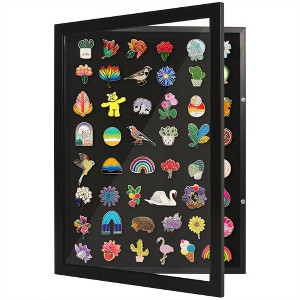 Americanflat 14x18 Pin Display Case with Polished Plexiglass - Ideal for Enamel Pins, Medals, Jewelry, Memorabilia - Silhouette Collection - Black - 1 of 4