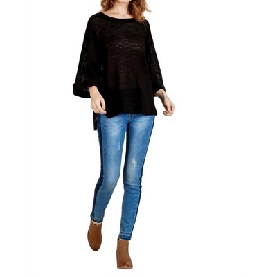 Women's High Low 3/4 Sleeve Waffle Knit Top - umgee