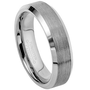 Jewelry Avalanche Brushed Center Shiny Beveled Tungsten Carbide Wedding Band, Comfort-fit, 6mm - 1 of 3