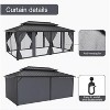 12'x20' hardtop gazebo for all weather with double metal roof, aluminum frame, net, and curtain; ideal for patio, deck, backyard, and garden. Gray. - 3 of 4