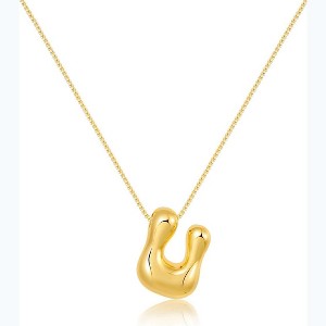 Bubble Initial Necklace Gold Plated Balloon Charm Birthday Gift - 1 of 4