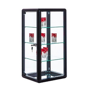 Tempered Glass Counter Top Display Showcase with Sliding Glass Door and Lock,Standard Aluminum Framing with Sliding Glass Door and Lock - 1 of 4