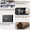 Gulches Black Shoe Cabinet 4 Mirror Doors 50 Inches Tall 32 Pairs Capacity Adjustable Shelves Ventilation Holes Entryway Storage - 3 of 4