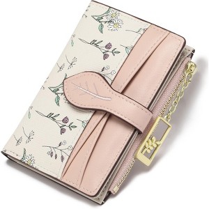 Clotth Small Wallets for Women RFID Blocking Bifold Floral Vegan Leather Wallet Card Holder with Zipper Pocket ID Window - Compact Yet Roomy - 1 of 4