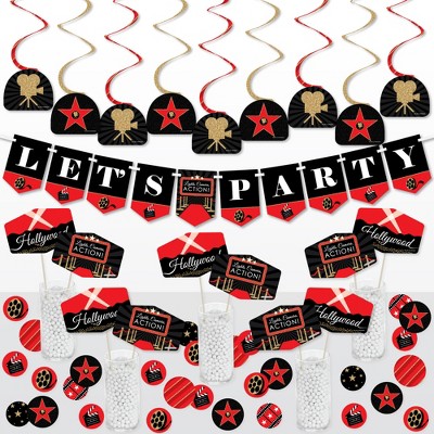 Big Dot of Happiness Red Carpet Hollywood - Movie Night Party Supplies Decoration Kit - Decor Galore Party Pack - 51 Pieces