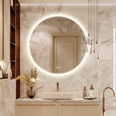 LOVMOR  Led Mirror for Bathroom,Backlit Lighted,Anti-Fog, Dimmable, Vertical & Horizontal Mount