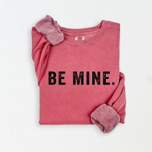 Simply Sage Market Women's Lightweight Garment Dyed Graphic Sweatshirt Be Mine Block - 1 of 4