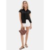 EXLURA Women's 2025 Summer Cap Sleeve Tops Loose Button Down Dress Shirt Casual V Neck Pleated Textured Work Blouse - 3 of 4