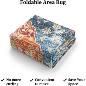 2x6 Modern Washable Geometric Rug Non-Slip Foldable Carpet with Good Backing,Soft Surface,Stain Resistant and Light Indoor Decor-Green - 1 of 4