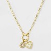 14K Gold Dipped Cubic Zirconia Puffy Heart Charm Initial Necklace - A New Day™ Gold - 2 of 4