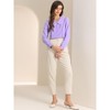 INSPIRE CHIC Women's Peter Pan Collar Crochet Trim Long Sleeve Work Office Blouse - 3 of 4