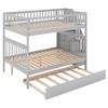 NicBex Full over Full Bunk Bed Draggable Design Pine Frame Bed Frame with Storage Stairs, Rollers and Guardrails, No Box Spring Required - 3 of 4