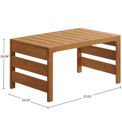 Barton Weather-Resistant Eucalyptus Wood Outdoor Coffee Table, Brown