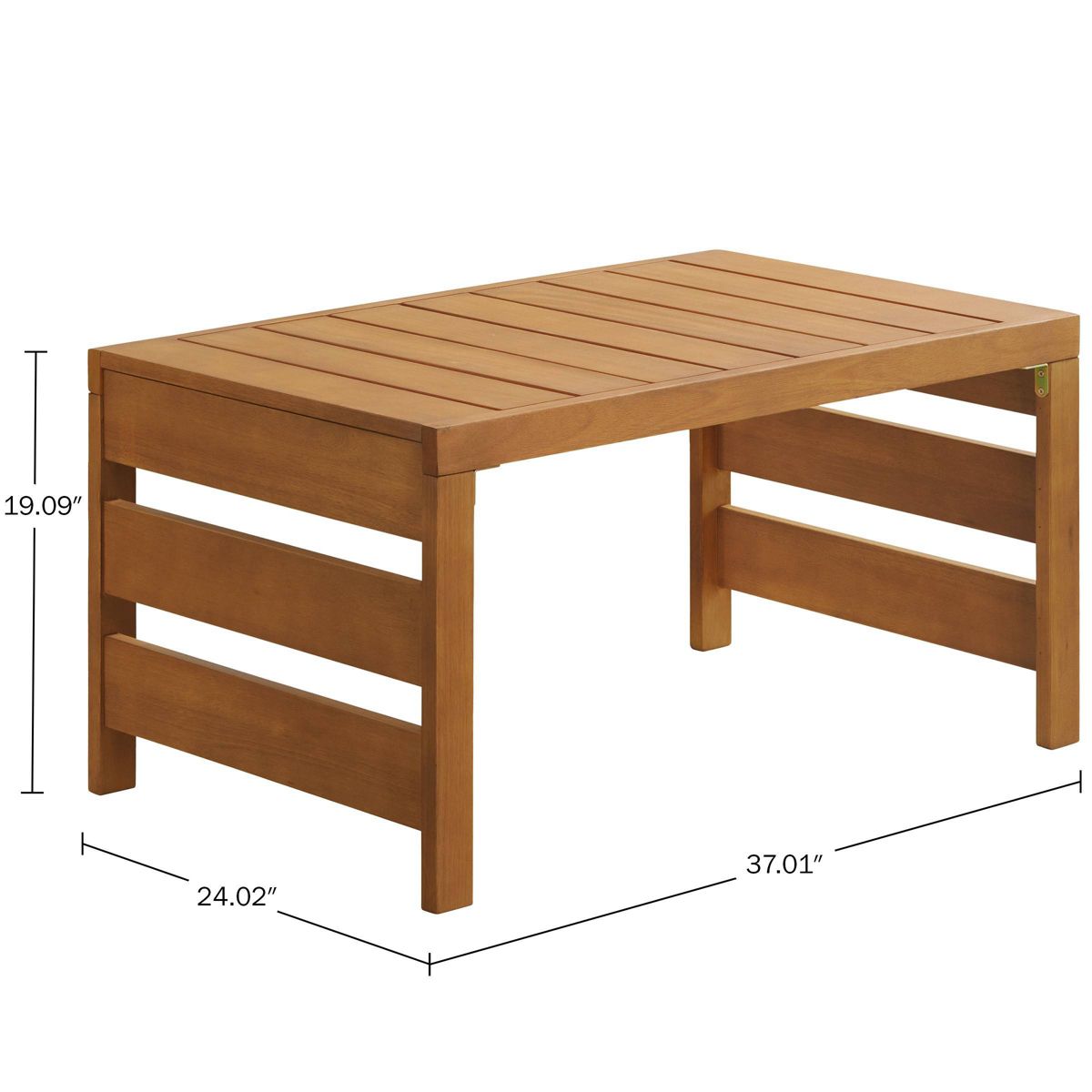 Alaterre Furniture Barton Eucalyptus Wood Outdoor Slotted Coffee Table Brown - thumbnail 3