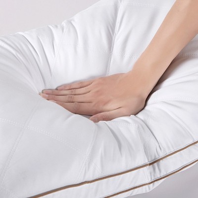 Standard White Goose Feather Down Pillow Set with Quilted Cotton Cover