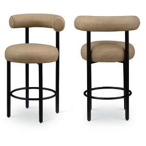 Meridian Furniture,Bordeaux Tan Vegan Leather Counter Stool, Set of 2 - 1 of 4