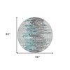 Teal Blue Charcoal And Silver Abstract Washable Indoor Outdoor Area Rug - 3 of 4